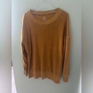 aerie Sherpa Crewneck Sweatshirt in Camel Brown